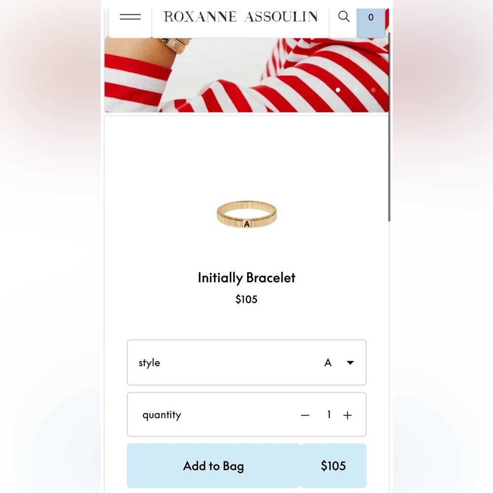 Roxanne Assoulin Gold Initial ‘A’ Bracelet